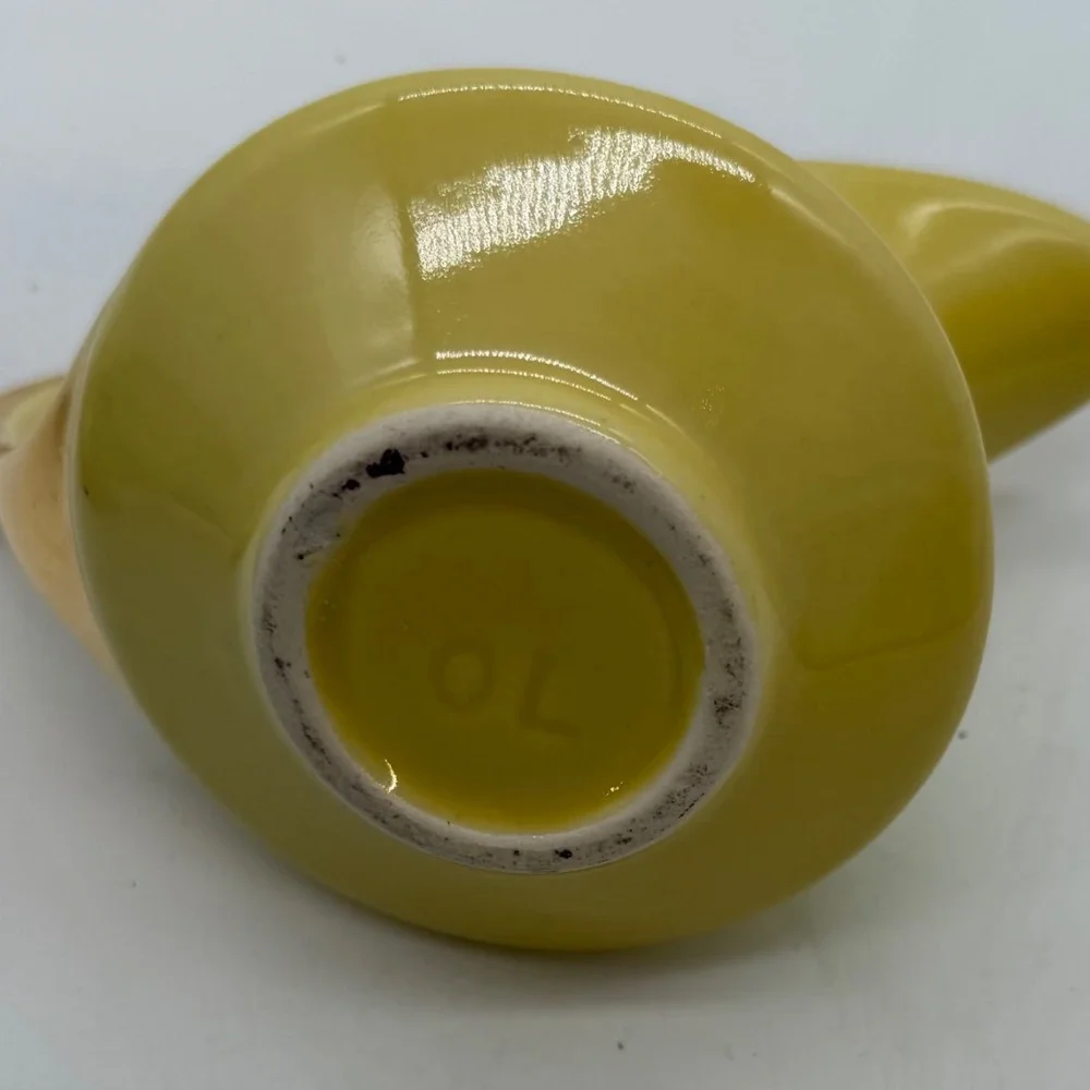 Vintage Yellow Creamer‎ Pitcher Set Gold Trim Decorative Porcelain